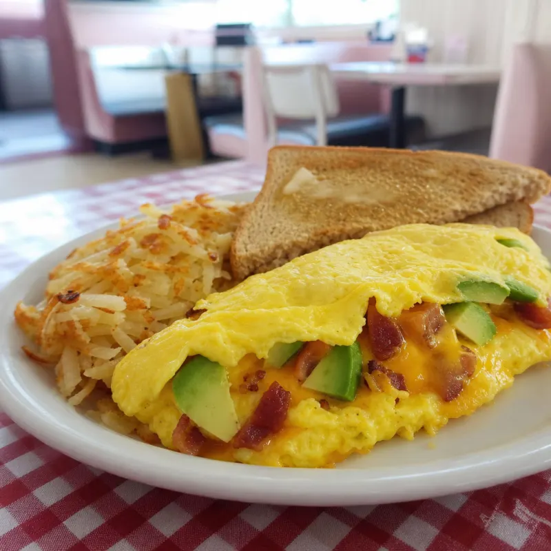 Avocado, Bacon & Cheese Omelette