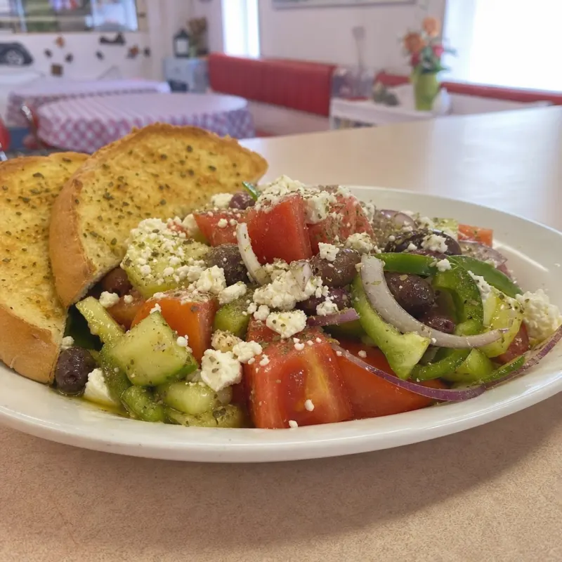 Greek Salad with Garlic Toast